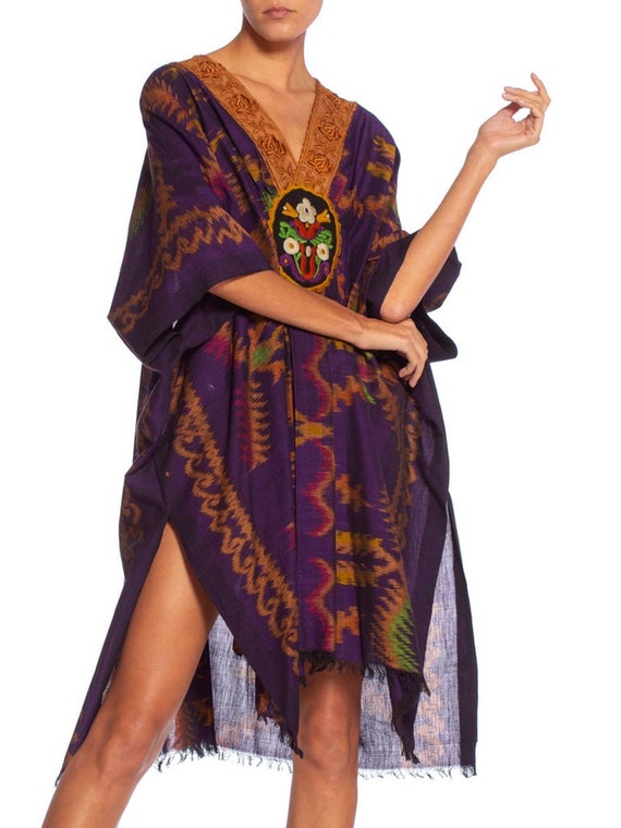 MORPHEW COLLECTION Purple & Brown Silk Ikat Kafta… - image 2