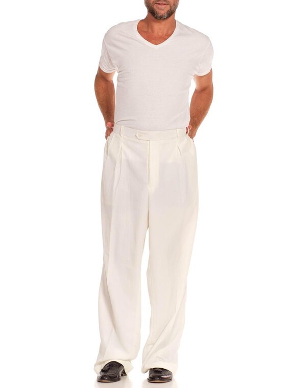 1970S White Polyester Crepe Pants - image 5