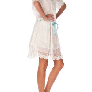 Edwardian White Hand Embroidered Organic Cotton Voile Young Girls Dress With Lace And Ribbon At Waist image 5