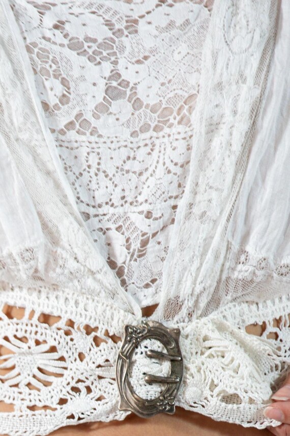 Edwardian White Organic Cotton Antique Lace Excep… - image 7