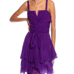 2000S DOLCE and GABBANA Purple Silk Pleated & Draped Cocktail Dress image 7