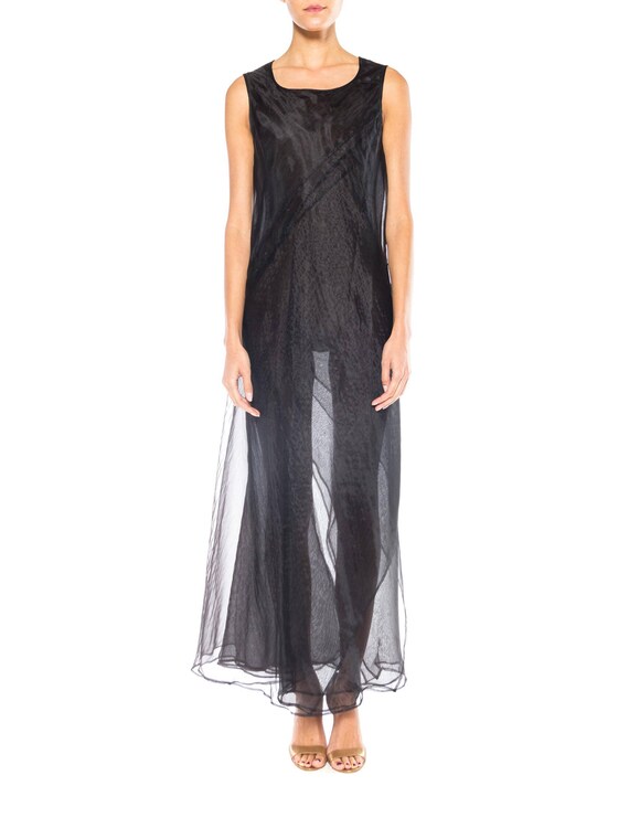 1990S Jil Sander Black Organza Sheer Layered Dress