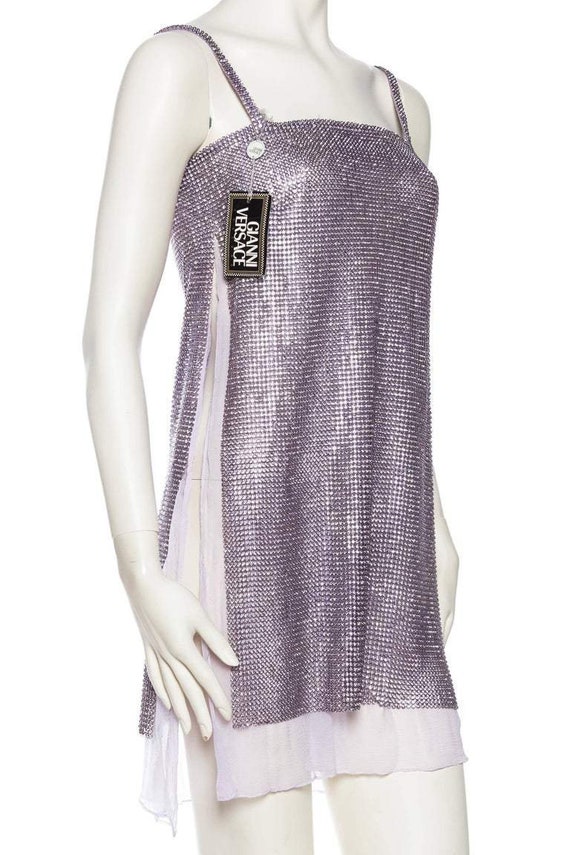 c1995-1997 Gianni Versace Couture Silk Chiffon Butterfly & Crystal Dress