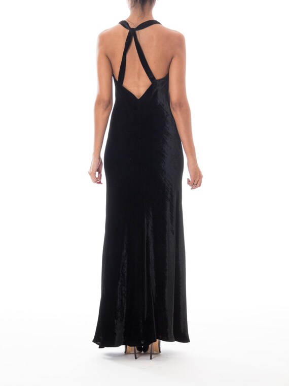 1990S DONNA KARAN Black Bias Cut Rayon & Silk Vel… - image 4