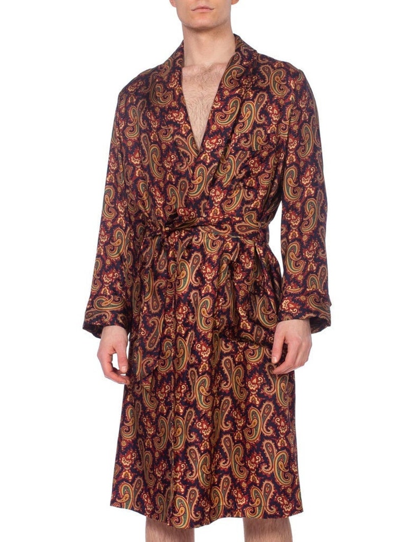 1970'S Mens Paisley Silk Robe Etsy