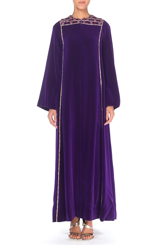 1960S Malcolm Starr Velvet And Crystal Dress