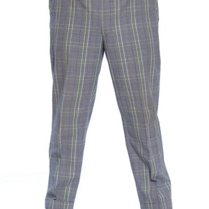 1960S Brooks Brothers Blue Grey Cotton Seersucker Men's Plaid Pants image 1