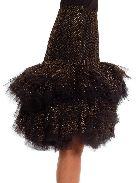 1980S Jacqueline De Ribes Black  Gold Tulle Tiere… - image 3