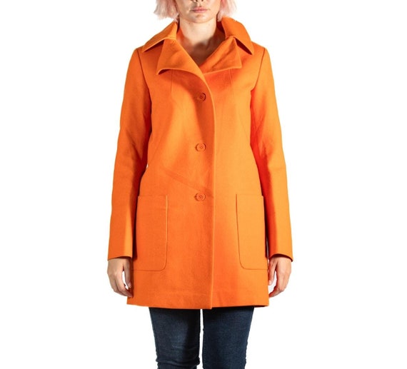 jil sander 2005aw pコート　ウール 2000S Jil Sander Orange Wool Pea Coat - Etsy