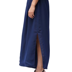 1970s Navy Blue Polyester Chiffon Pants image 3