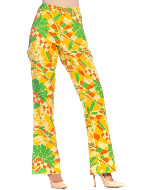 1960S Yellow Psychedelic Cotton Pants