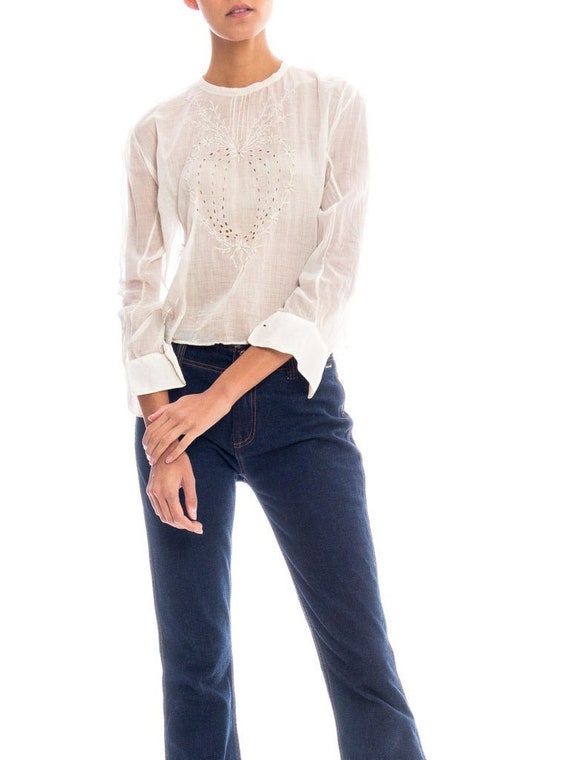 Edwardian Cotton White Embroidered Blouse