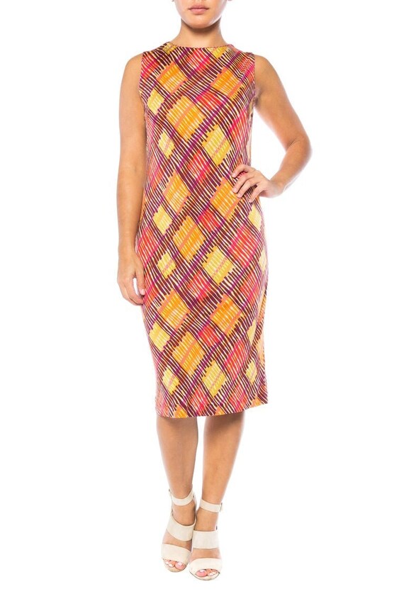 1990S MISSONI Orange & Green Silk Jersey Mod Print