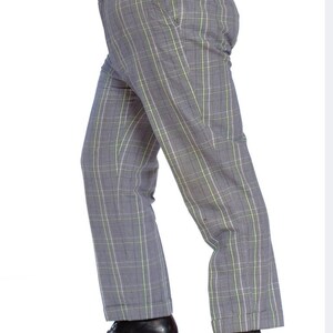 1960S Brooks Brothers Blue Grey Cotton Seersucker Men's Plaid Pants image 3