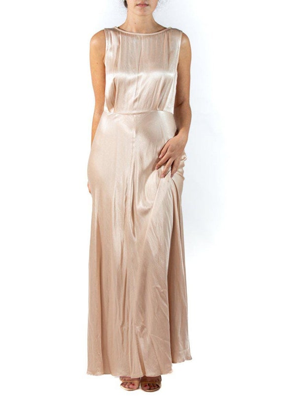 1990s GHOST Champagne Viscose Crepe Back Satin Go… - image 1