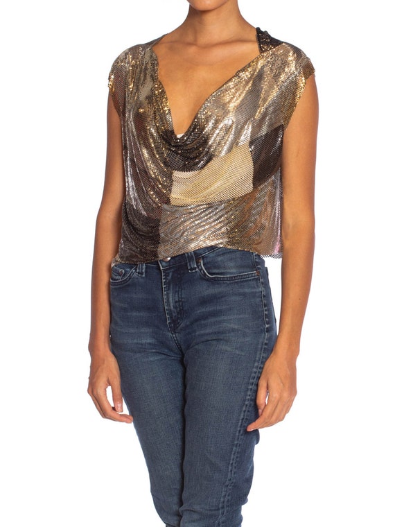 MORPHEW COLLECTION Gunmetal Patchwork Metal Mesh … - image 5