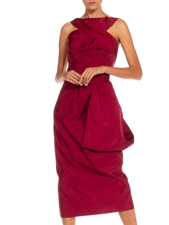 2000S Marc Jacobs Burgundy Silk Taffeta Cocktail … - image 5