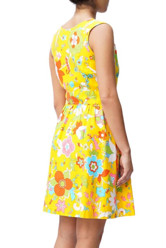 1970S Yellow Floral Print Wrap Dress - image 4