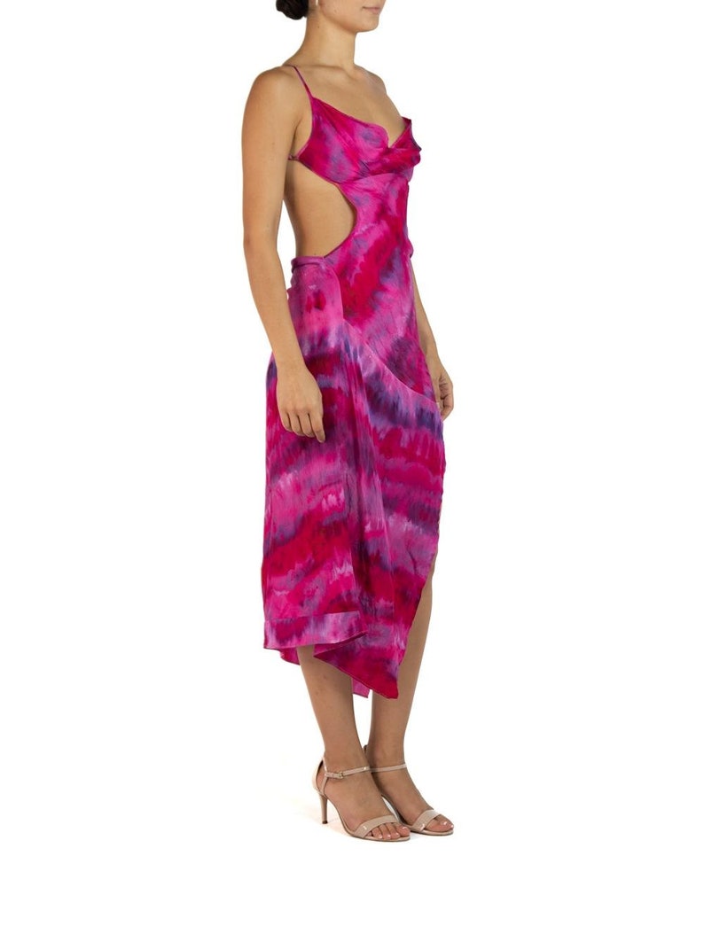 Morphew Collection Pink Purple Silk Ice Dyed Patchwork Dress image 3