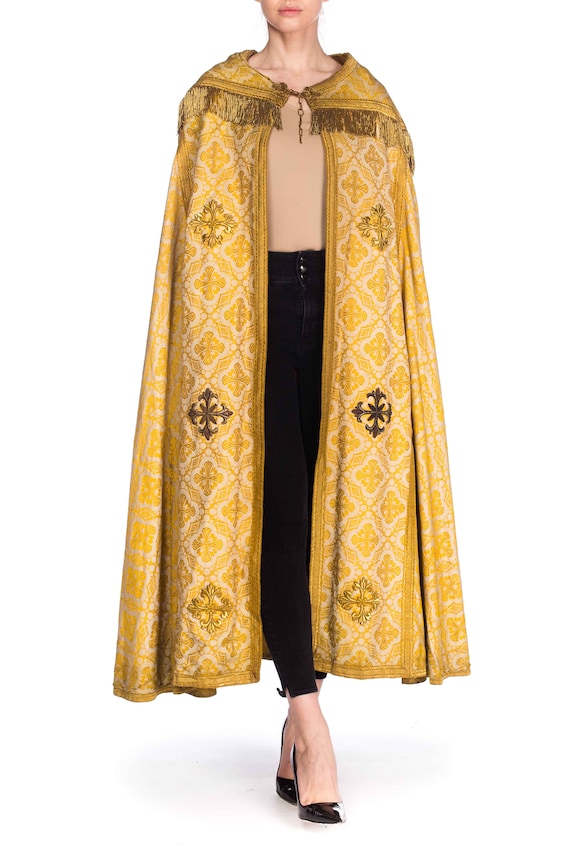 Victorian Gold Silk & Cotton Brocade Long Catholic