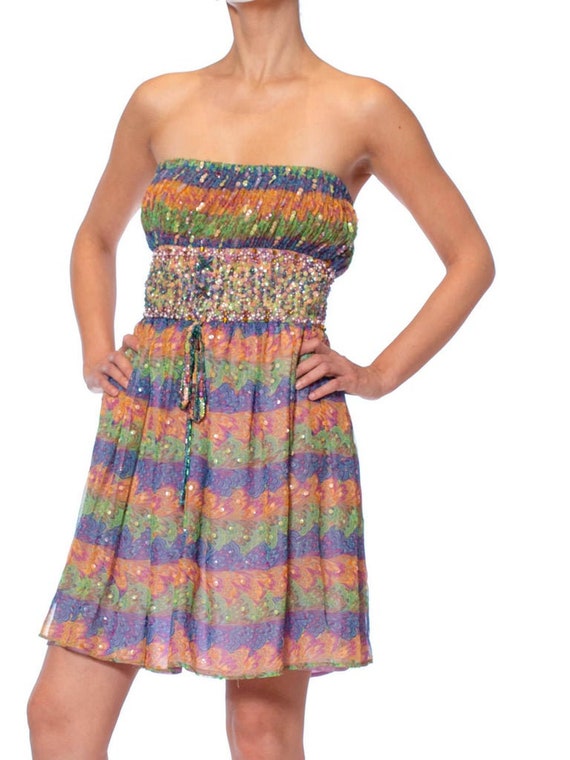 1960S VALENTINA Rainbow Psychedelic Polyester Chi… - image 6