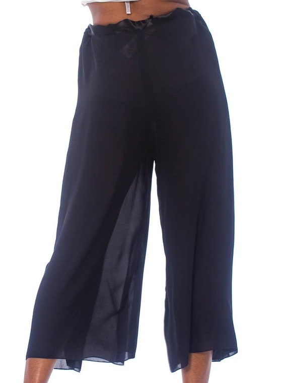 1990S Black Silk Chiffon Adjustable Wrap Pants - image 7