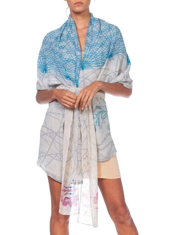1990S Morphew Collection Printed Silk Chiffon Hood