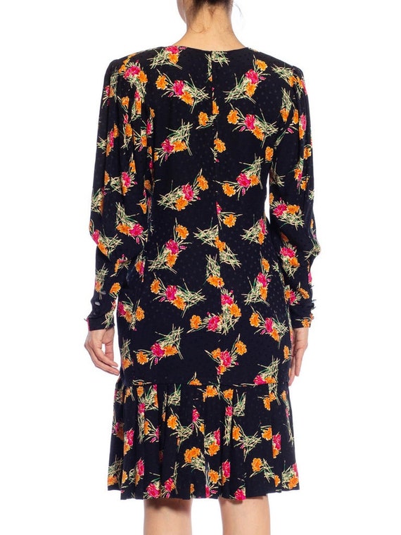 1980S EMANUEL UNGARO Black, Pink & Orange Floral … - image 8