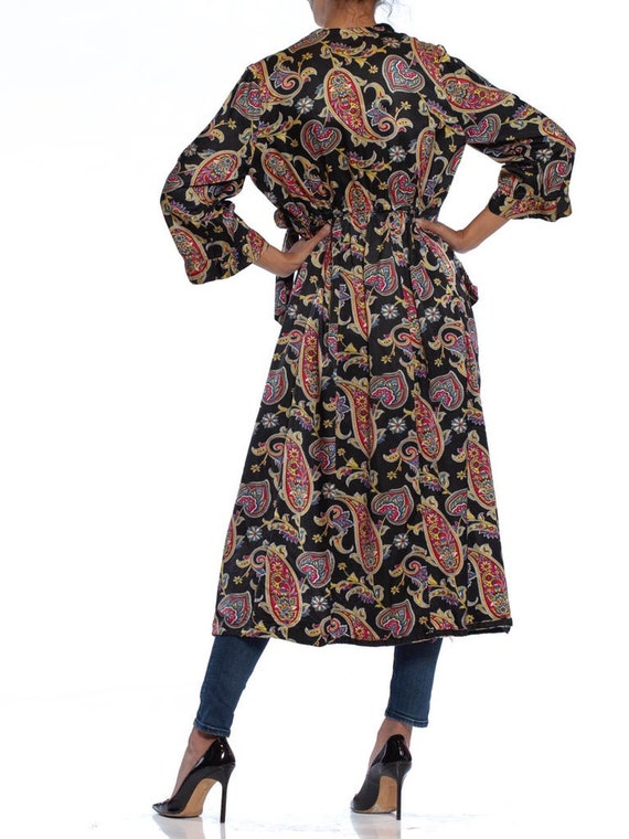 1940S Black Paisley Cotton  Rayon Satin Faced Fle… - image 5