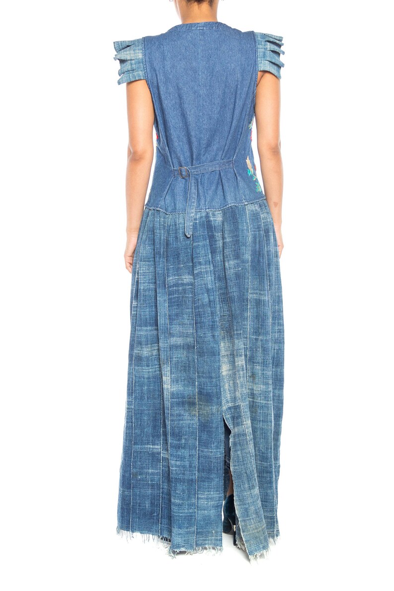 MORPHEW COLLECTION Floral Embroidered Cotton Denim & African Indigo Maxi Duster image 5