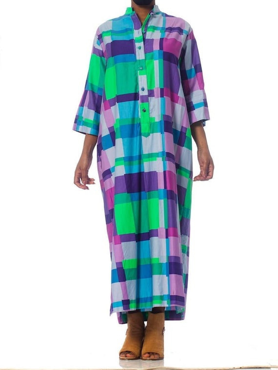 1960S Geometric Cotton Kaftan Dress