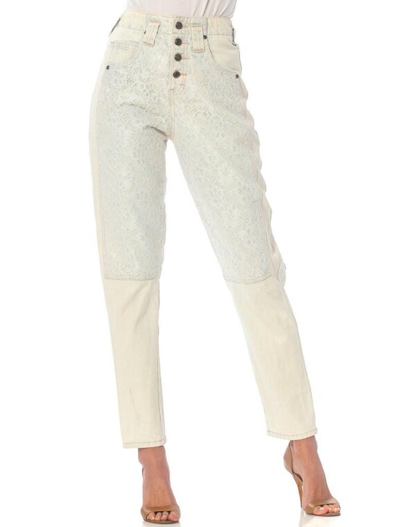 1980S Acid Wash Jeans With Lace Panels