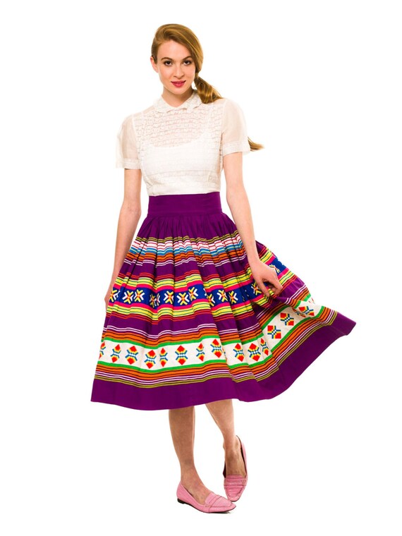 1950S Purple Multicolored Cotton Florida Seminole