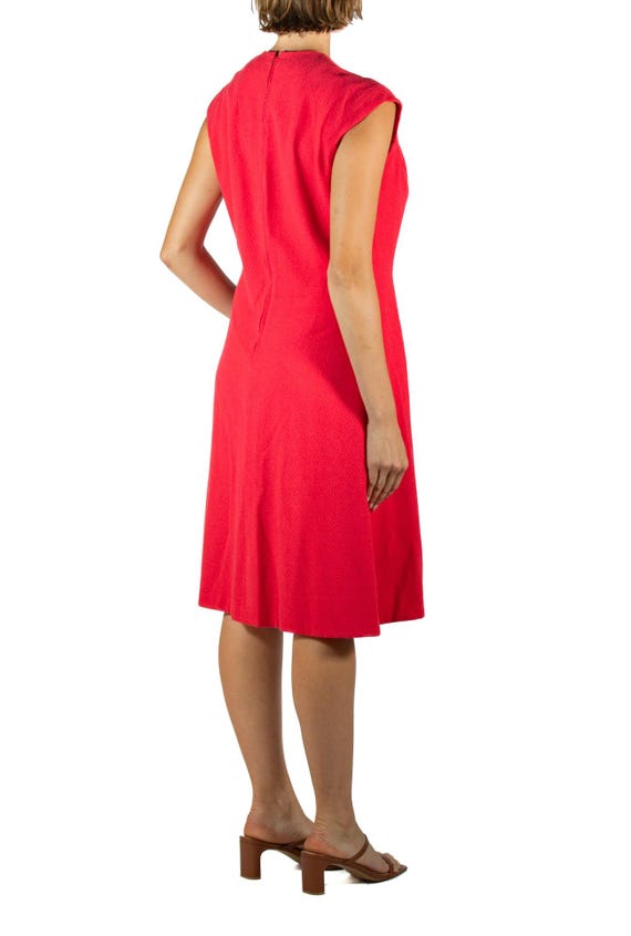Pauline Trigere Ruby Red Wool Crepe Mod Dress - image 5
