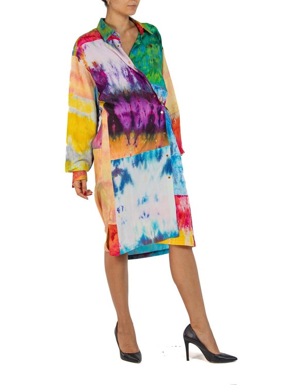 Morphew Collection Ice Dye Silk Oversized Button … - image 8