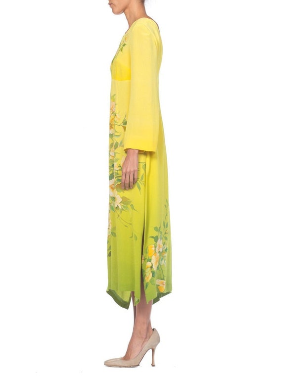 1970S  Yellow Ombré Dress Made From Hand Painted … - image 3