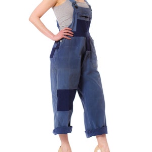 1930S Blue Cotton Men's Heavily Distressed Patchwork French Workwear Overalls image 2