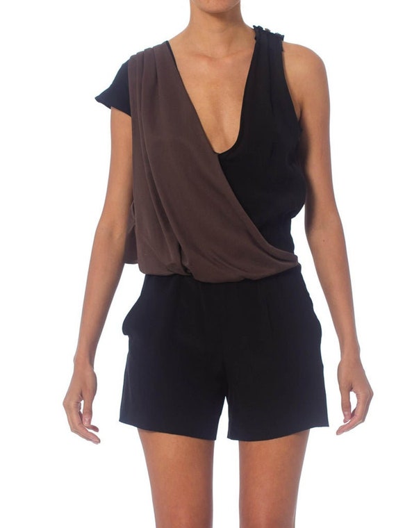 2000'S Fendi Black Silk Crepe  Romper - image 1