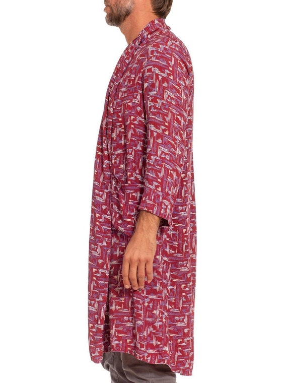 1940'S Red  Purple Rayon Atomic Print Robe - image 2