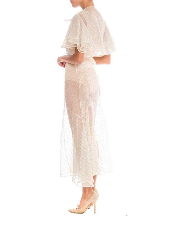 1930S Off White Cotton Organdy Garden Party Dress… - image 4