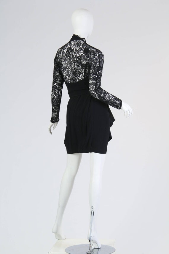 1980S Thierry Mugler Black Rayon Blend Crepe Asym… - image 3