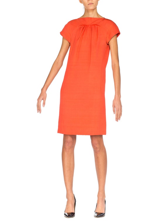 1960S GEOFFREY BEENE Coral Silk Mod Sheath Dress - image 3