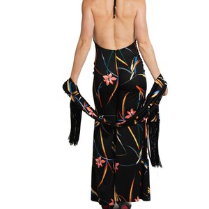 1970S Black & Tropical Rayon Jumpsuit With Matching Shawl image 7