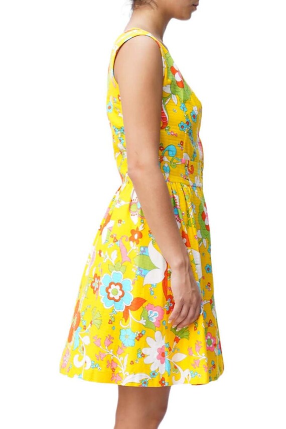 1970S Yellow Floral Print Wrap Dress - image 3