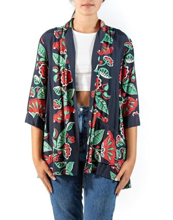 1940S Tropical Cold Rayon Top