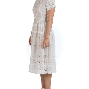 Edwardian White Organic Cotton Lawn Embroidered Lace Summer Tea Dress image 5