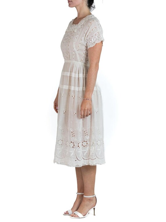 Edwardian White Organic Cotton Lawn Embroidered L… - image 5