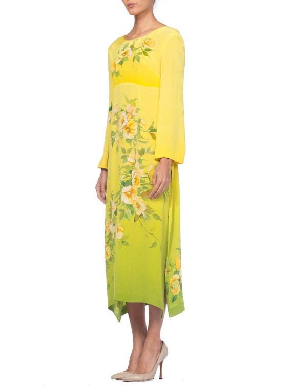 1970S  Yellow Ombré Dress Made From Hand Painted … - image 4