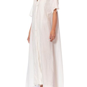 Victorian Off White Hand Embroidered Organic Linen Short Sleeve Nightgown Duster Dress image 8