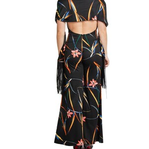 1970S Black & Tropical Rayon Jumpsuit With Matching Shawl image 5